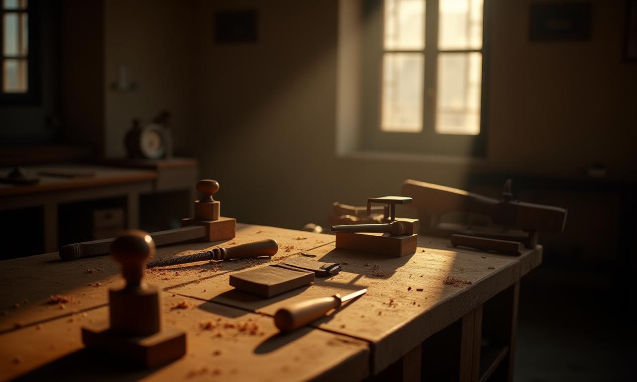Taller artesanal tradicional con herramientas de madera