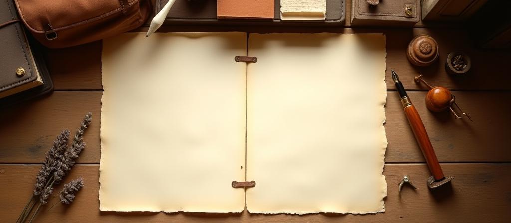 Documentos artesanales sobre una mesa de madera